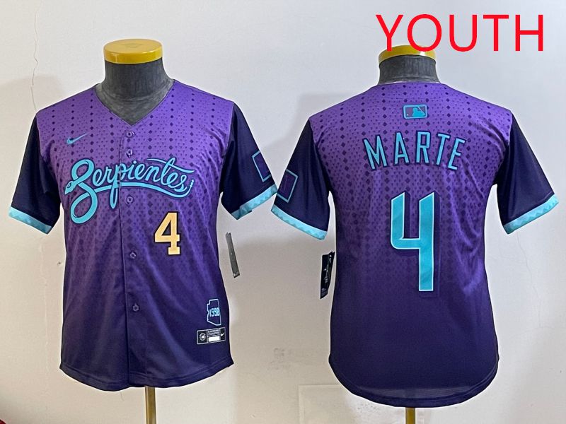 Youth Arizona Diamondback #4 Marte Purple Joint Name 2025 Nike MLB Jersey style 34->youth mlb jersey->Youth Jersey